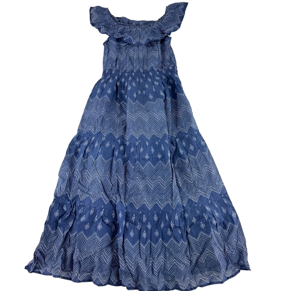 Destination 365 Printed Off The Shoulder Dress XS Blue